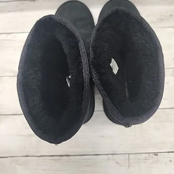 UGG Boots Classic Short II Black Suede Fur Boots Women Size 6 - Picture 5 of 8
